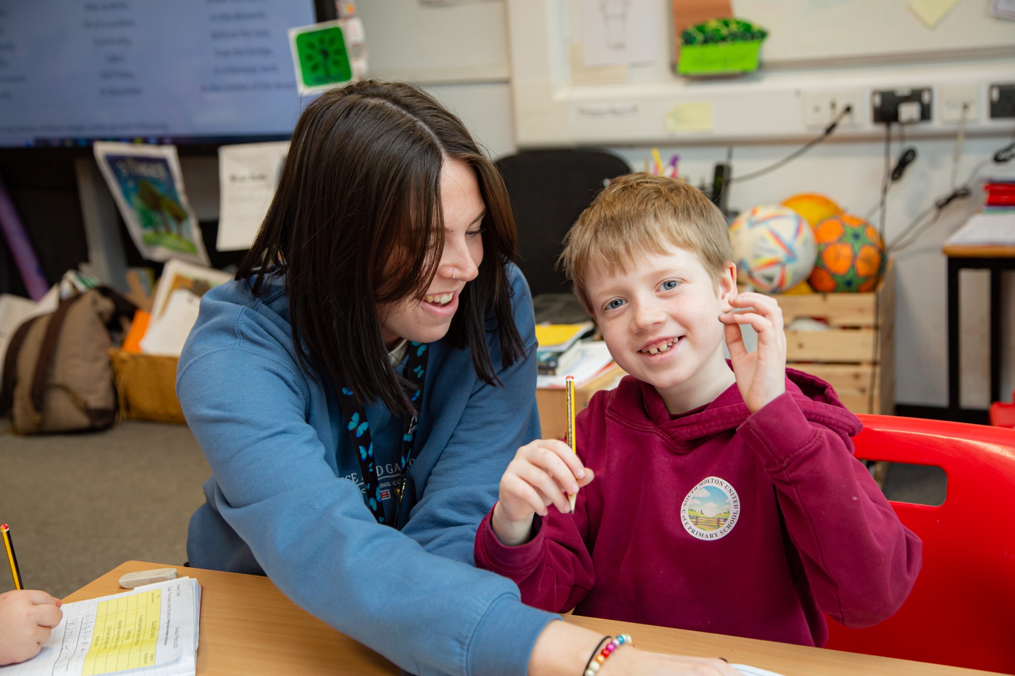 child and teacher