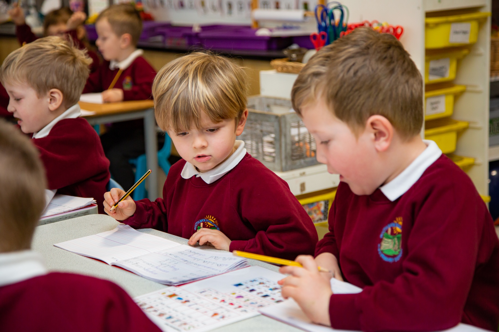 children writing